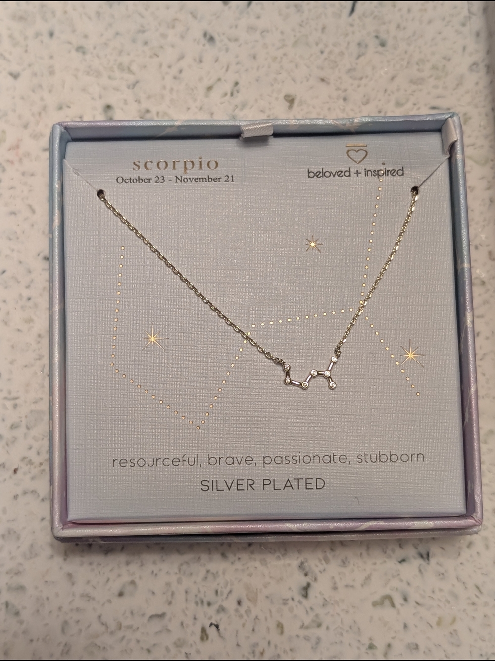 Beloved + Inspired Silver-Plated Scorpio Constellation Necklace - Silver
